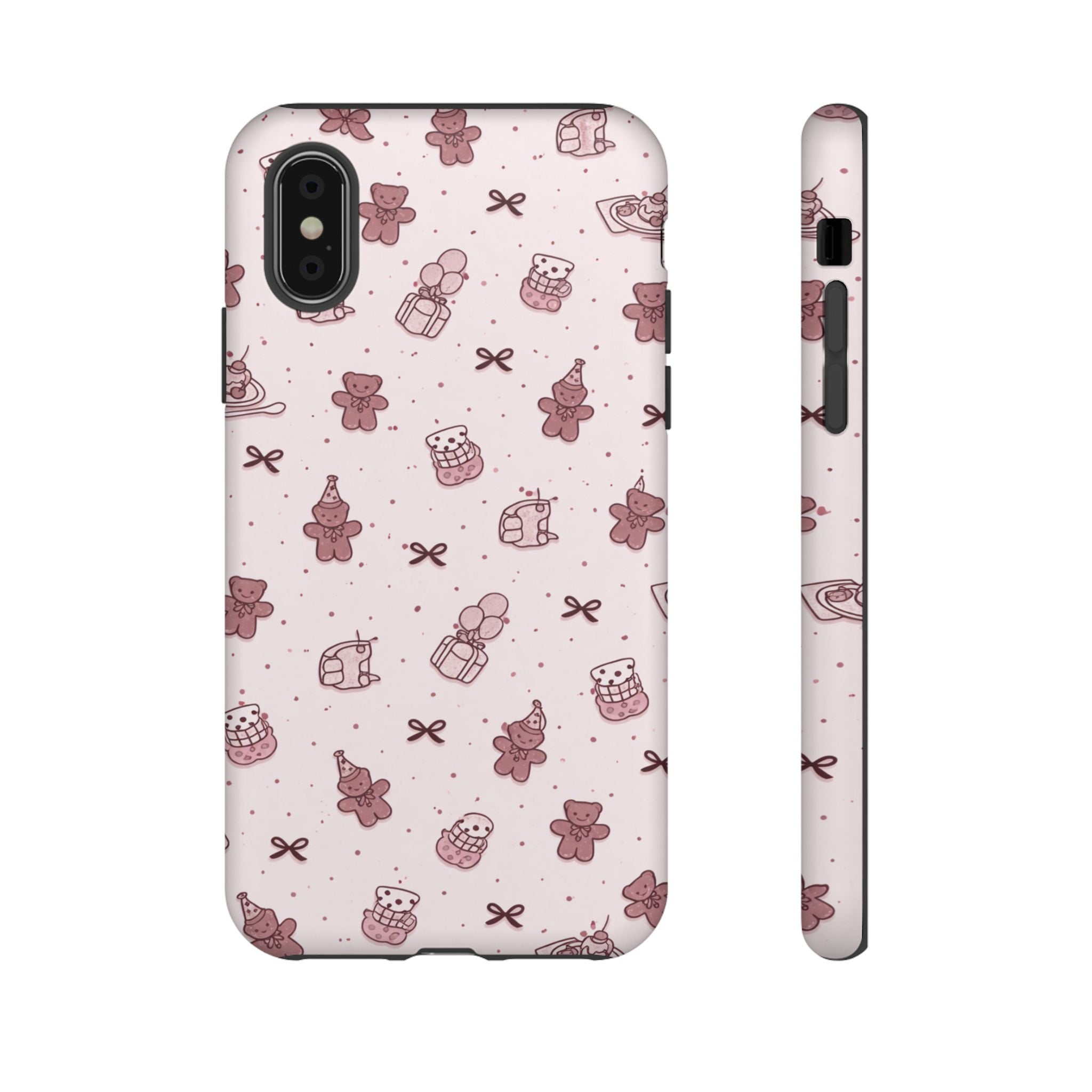 Cute Teddy Pattern Phone Case — Pink Kawaii Bear & Gift Protective Cover🧸💕