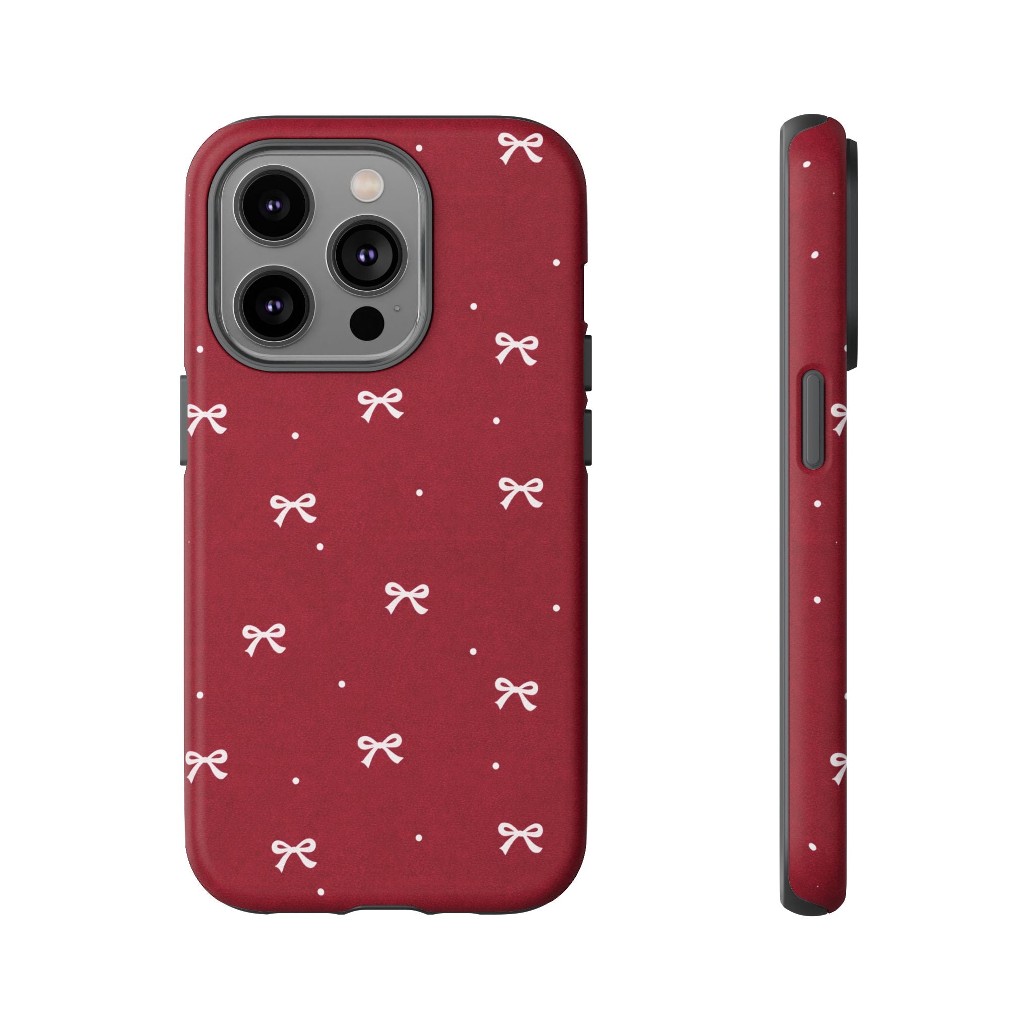 Red Bow Pattern Phone Case | Cute Minimal iPhone Case | Vintage Coquette Aesthetic Cover | Tough Protective Case