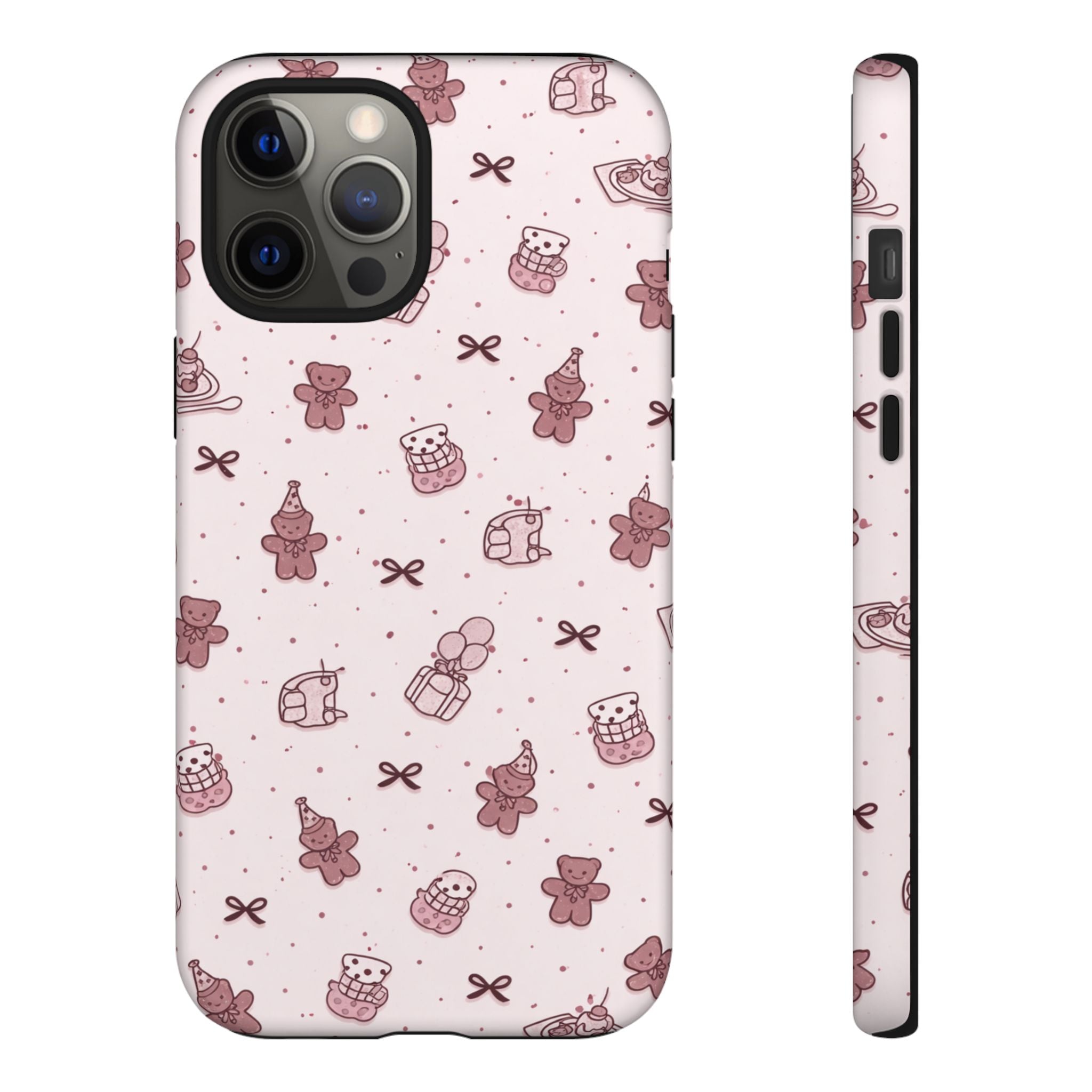 Cute Teddy Pattern Phone Case — Pink Kawaii Bear & Gift Protective Cover🧸💕