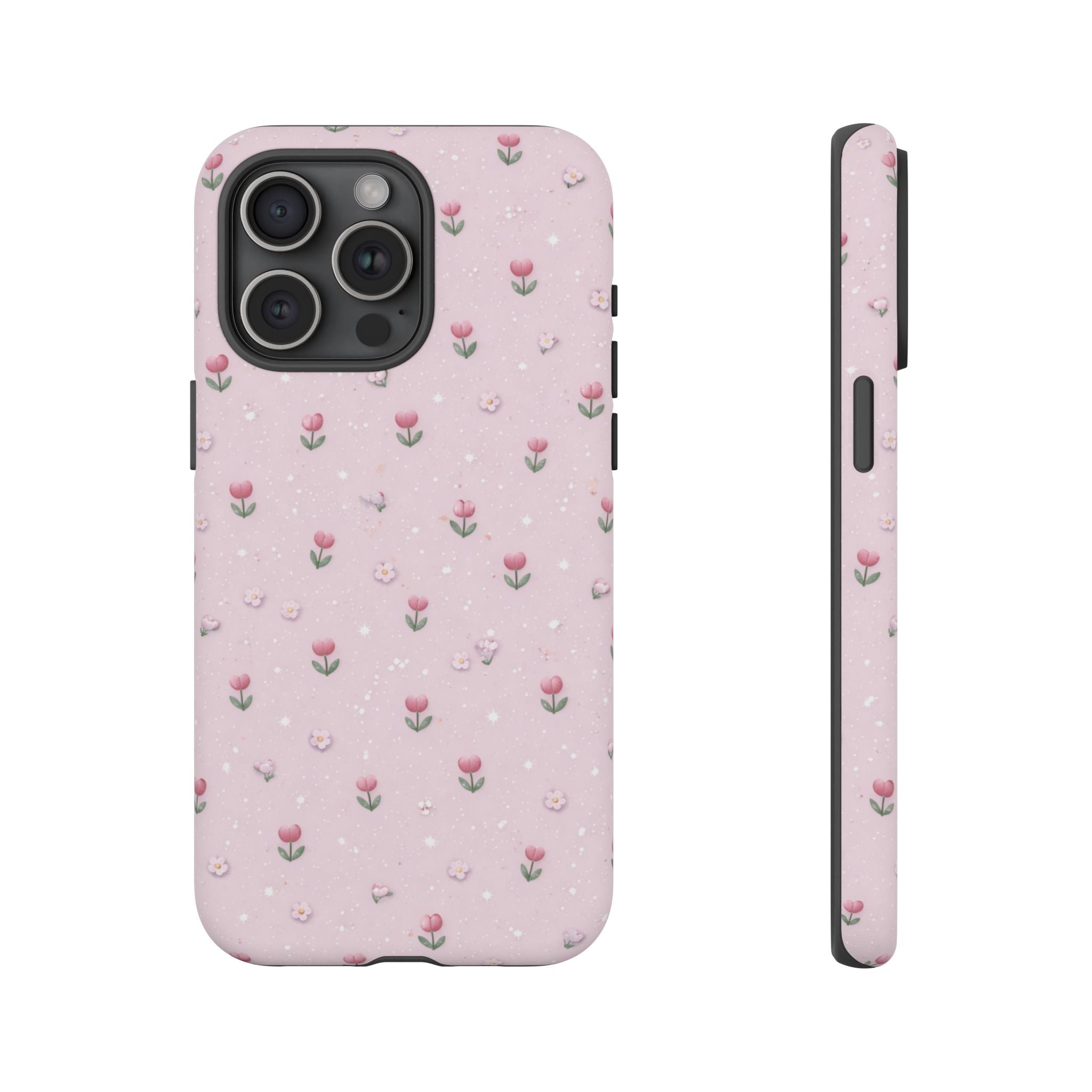 Pink Tiny Tulip Tough Phone Case - Floral Protective iPhone Cover🌷🩷