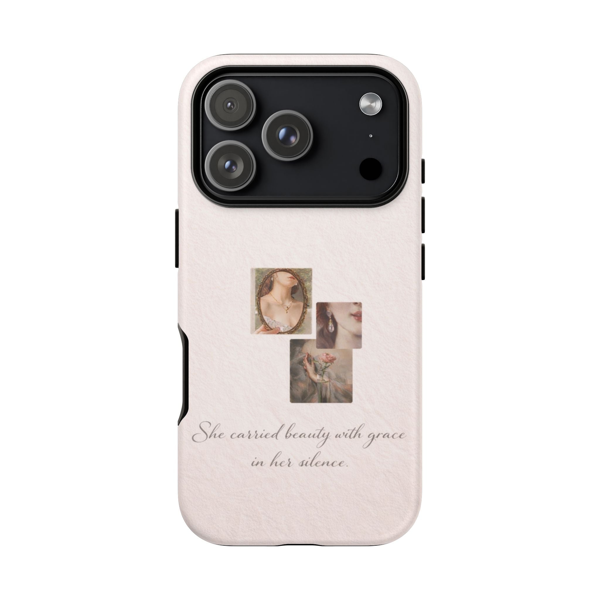 Phone Case — 'She Carried Beauty With Grace in Her Silence' Vintage Art Floral Design🩷