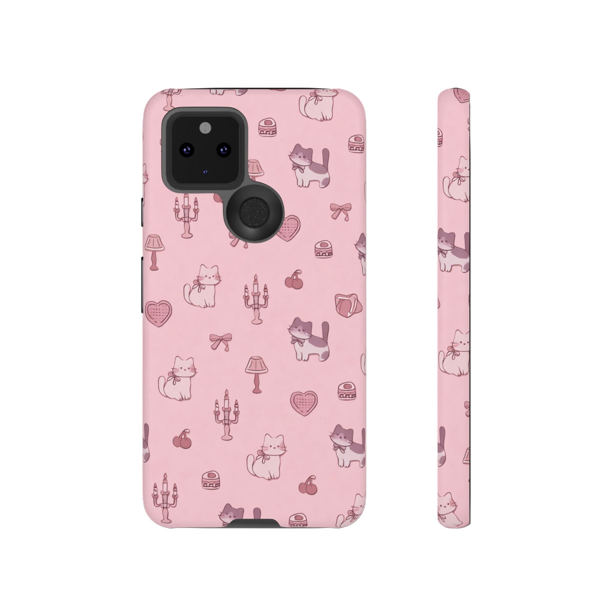 Pink Kawaii Cat Pattern Tough Phone Case🎀💕🐈