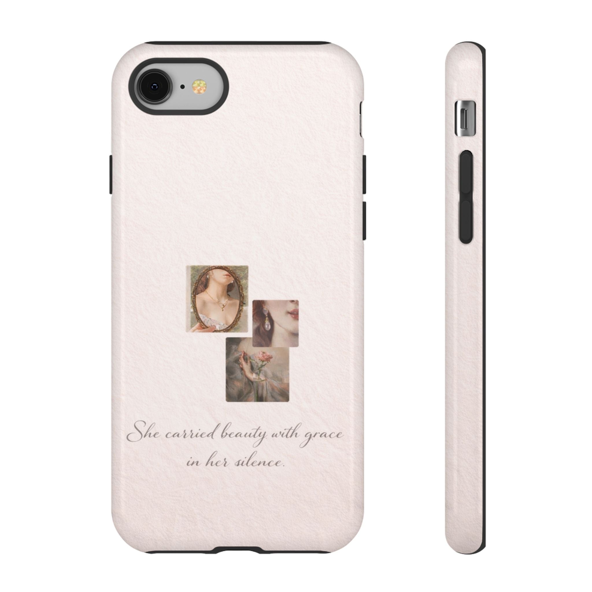 Phone Case — 'She Carried Beauty With Grace in Her Silence' Vintage Art Floral Design🩷