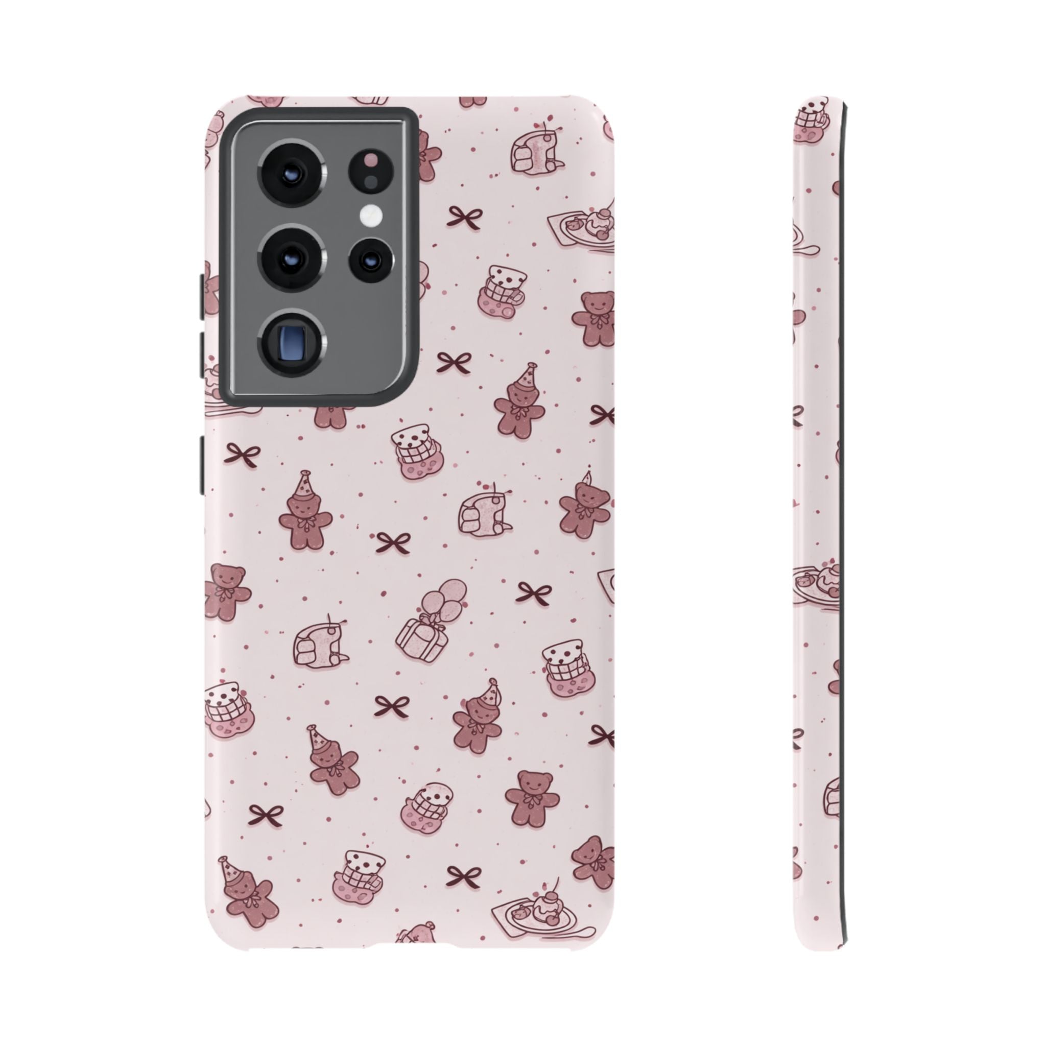 Cute Teddy Pattern Phone Case — Pink Kawaii Bear & Gift Protective Cover🧸💕
