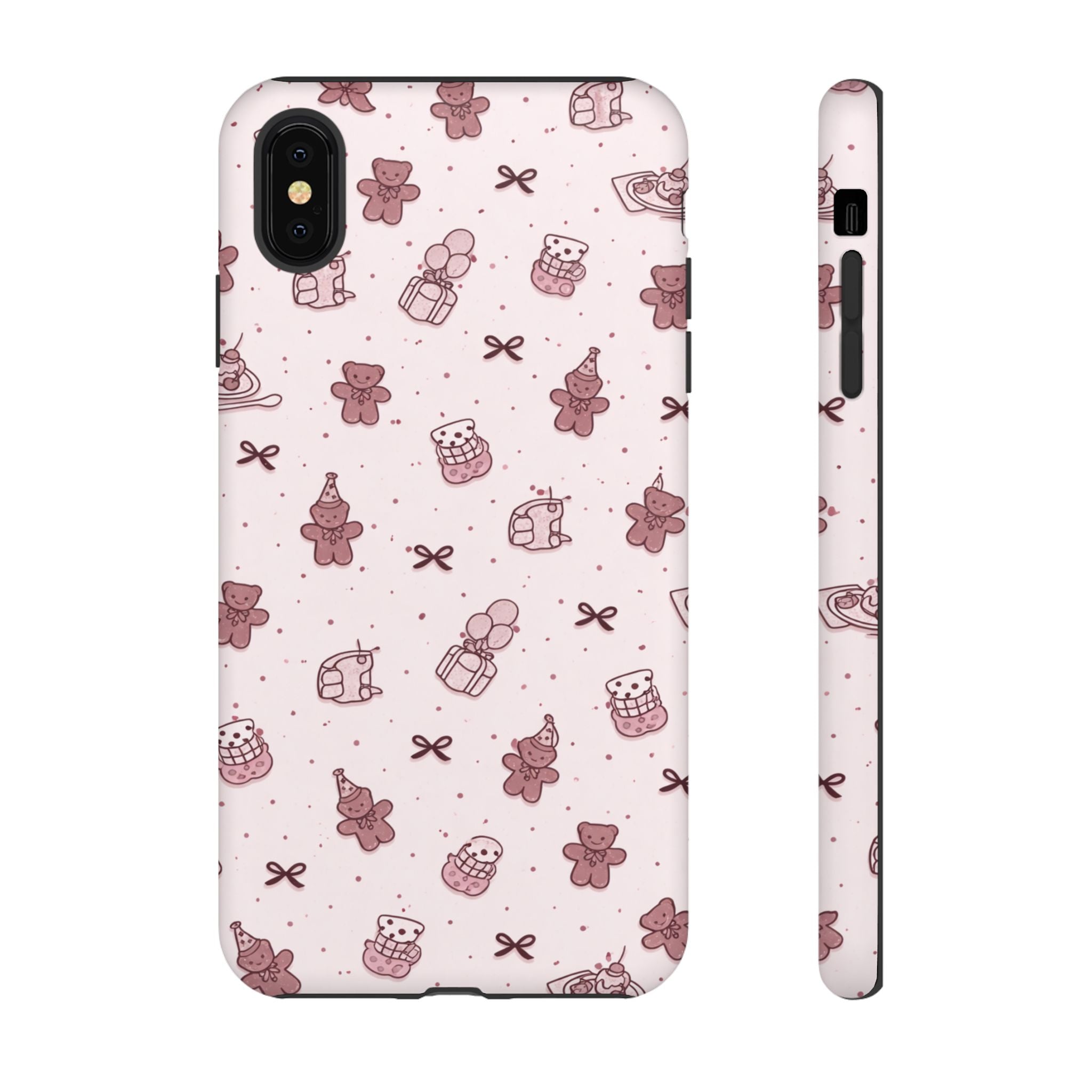 Cute Teddy Pattern Phone Case — Pink Kawaii Bear & Gift Protective Cover🧸💕