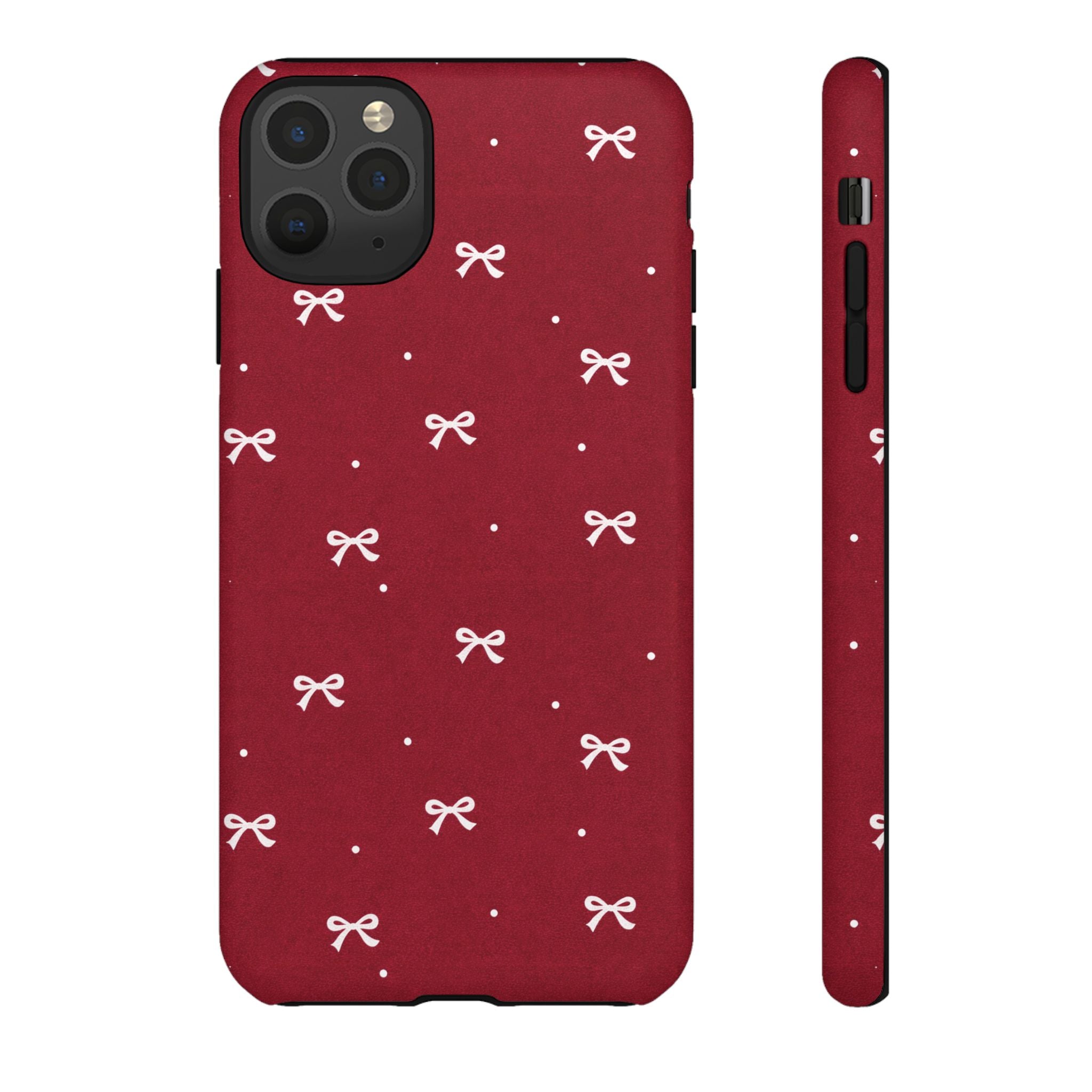 Red Bow Pattern Phone Case | Cute Minimal iPhone Case | Vintage Coquette Aesthetic Cover | Tough Protective Case