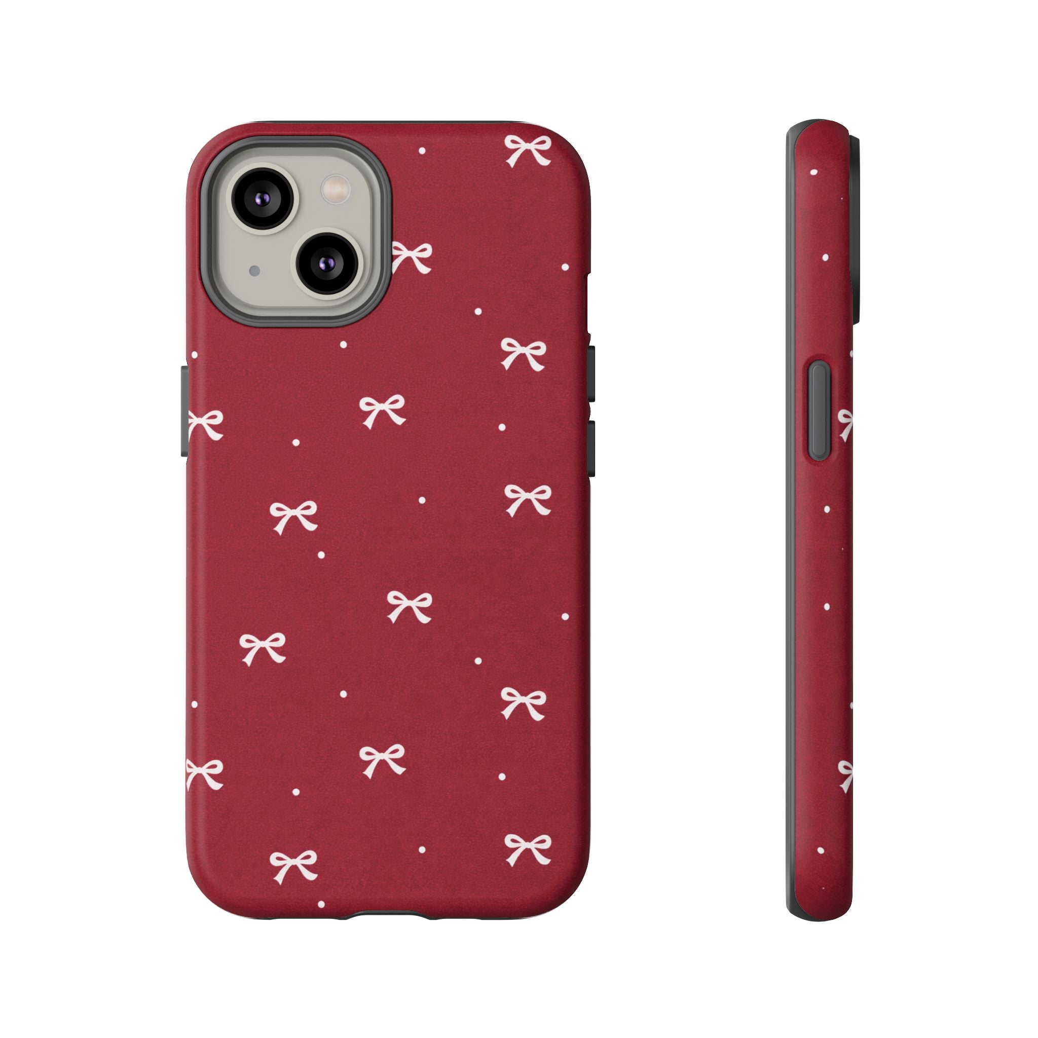 Red Bow Pattern Phone Case | Cute Minimal iPhone Case | Vintage Coquette Aesthetic Cover | Tough Protective Case