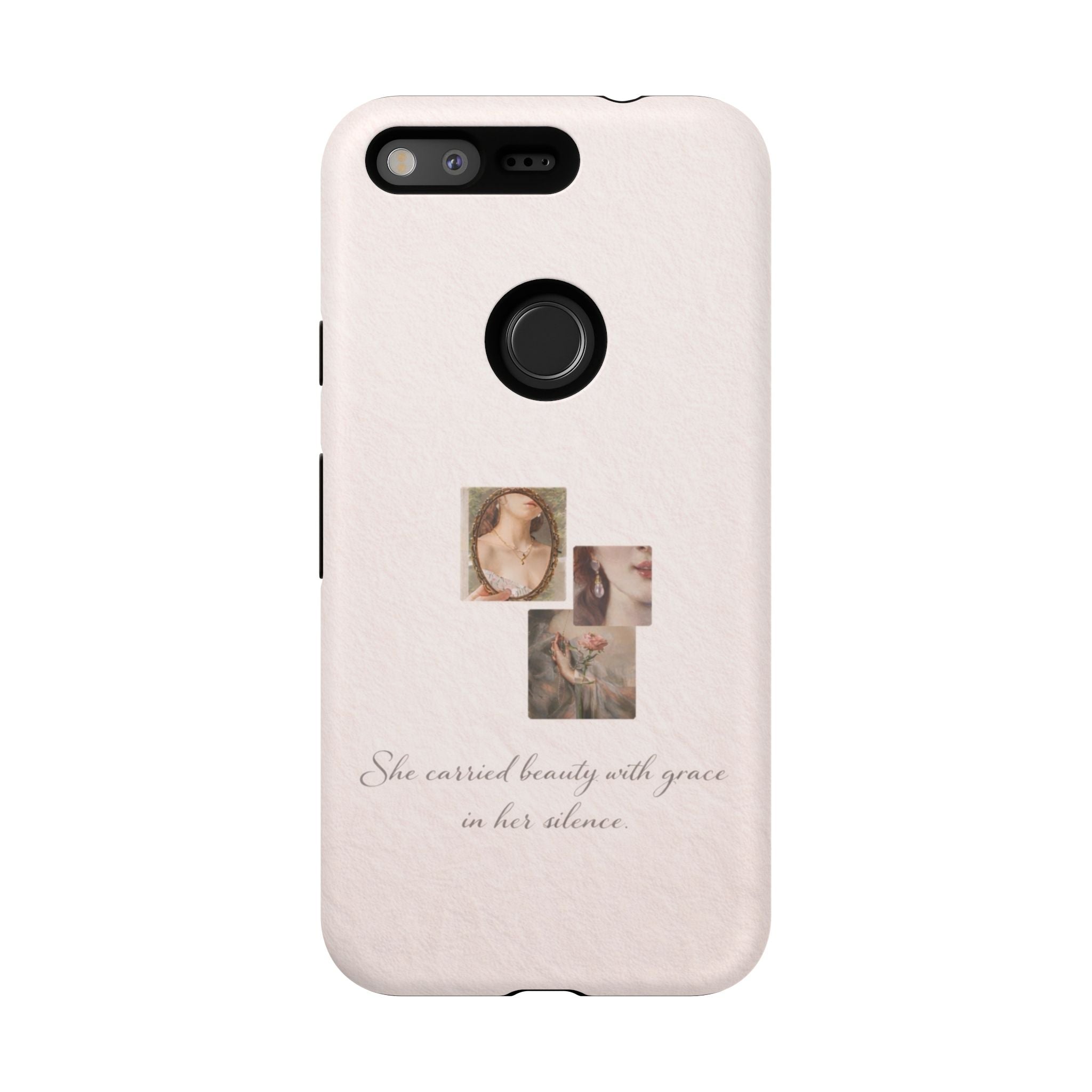 Phone Case — 'She Carried Beauty With Grace in Her Silence' Vintage Art Floral Design🩷