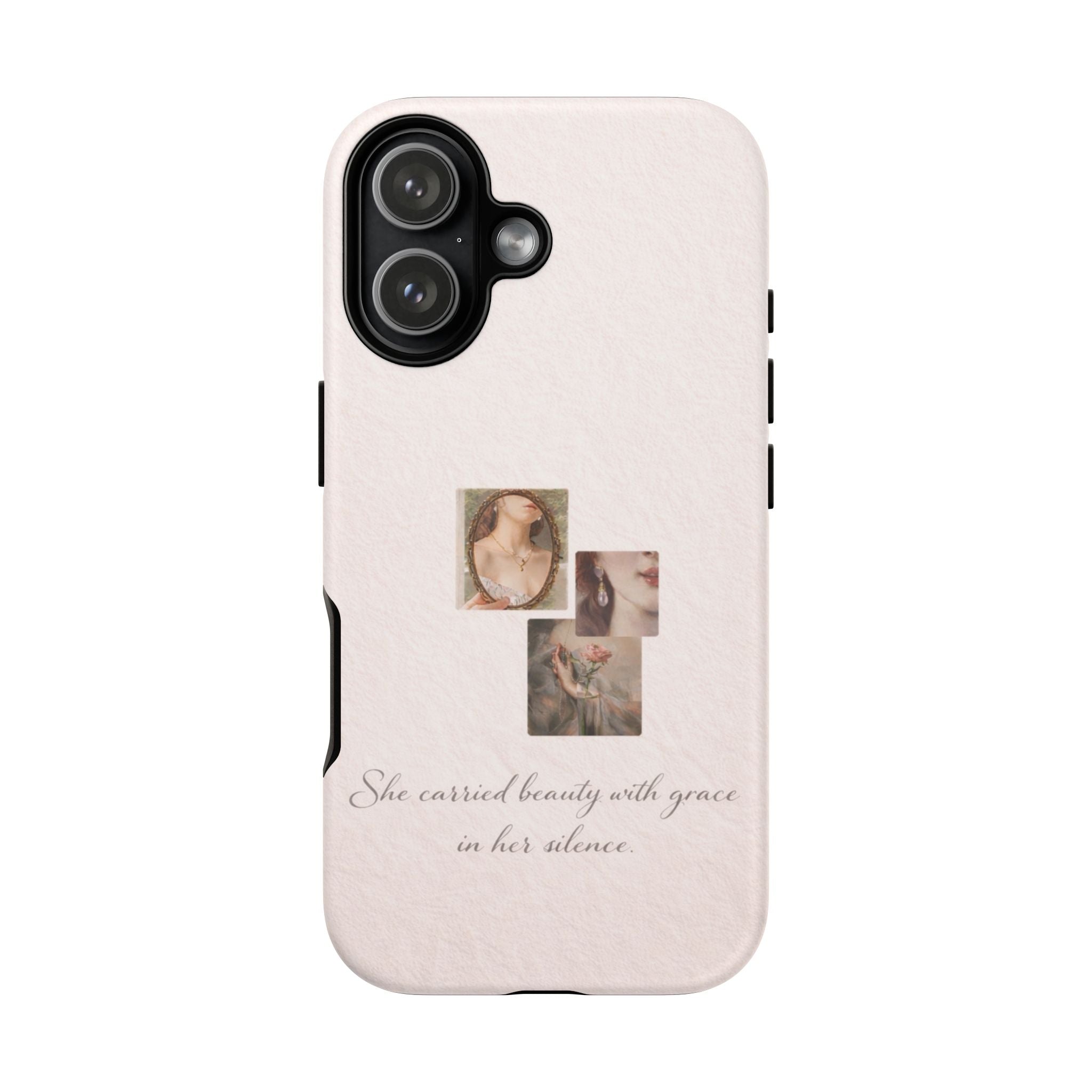 Phone Case — 'She Carried Beauty With Grace in Her Silence' Vintage Art Floral Design🩷