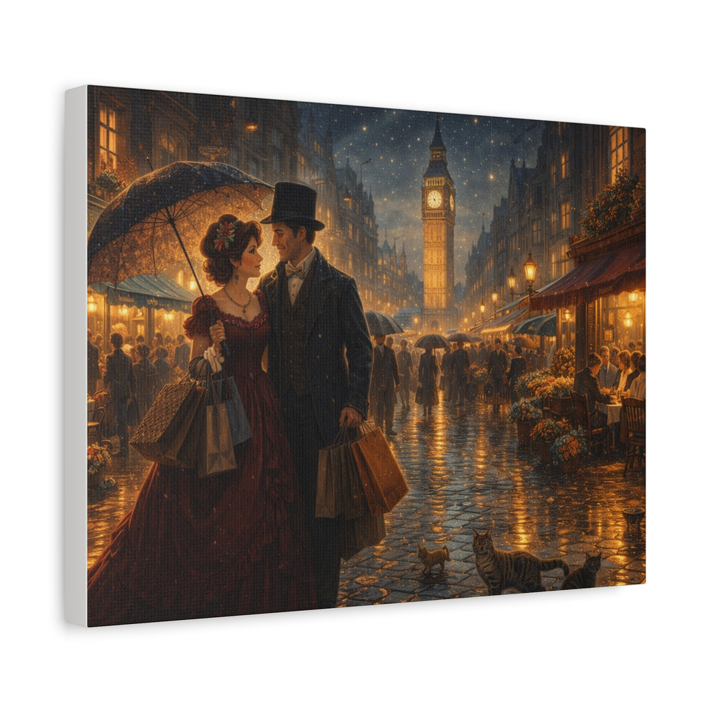🕯️ Victorian London Rainy Evening Canvas — A Love Story Under Gaslight ✨