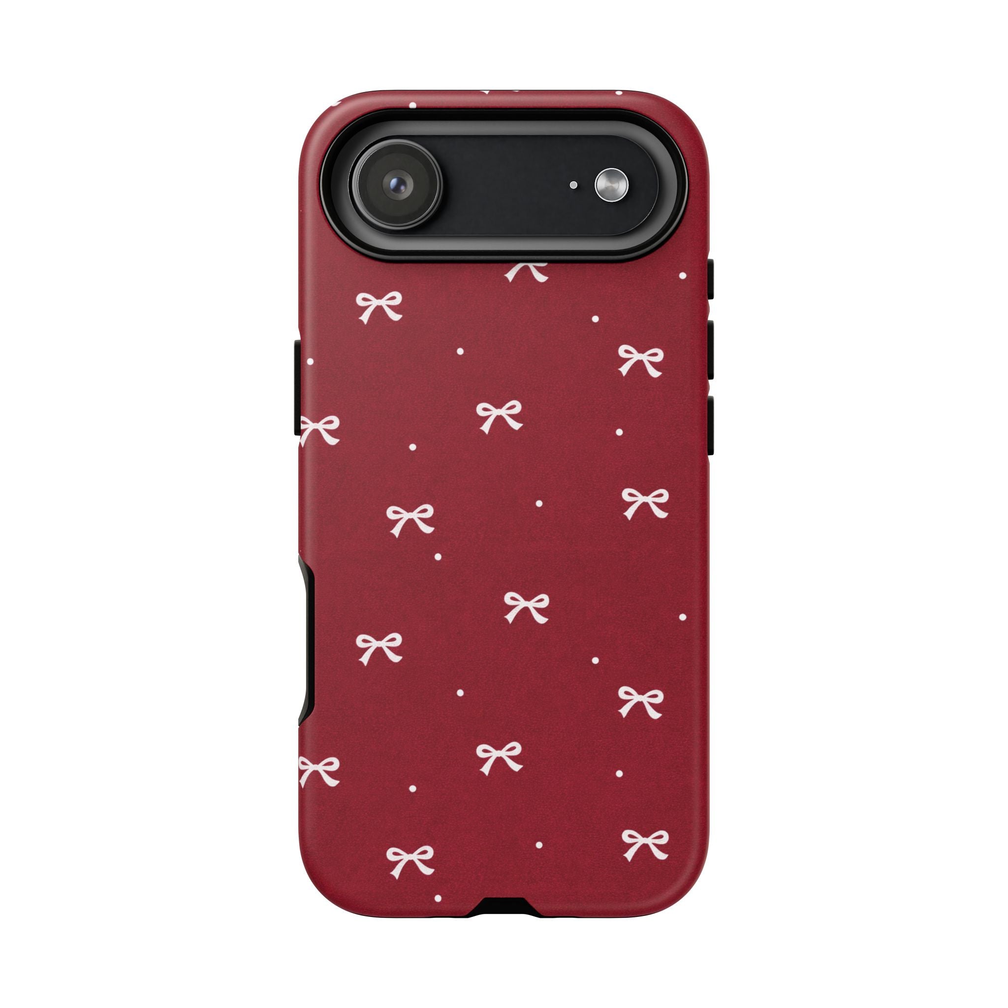 Red Bow Pattern Phone Case | Cute Minimal iPhone Case | Vintage Coquette Aesthetic Cover | Tough Protective Case