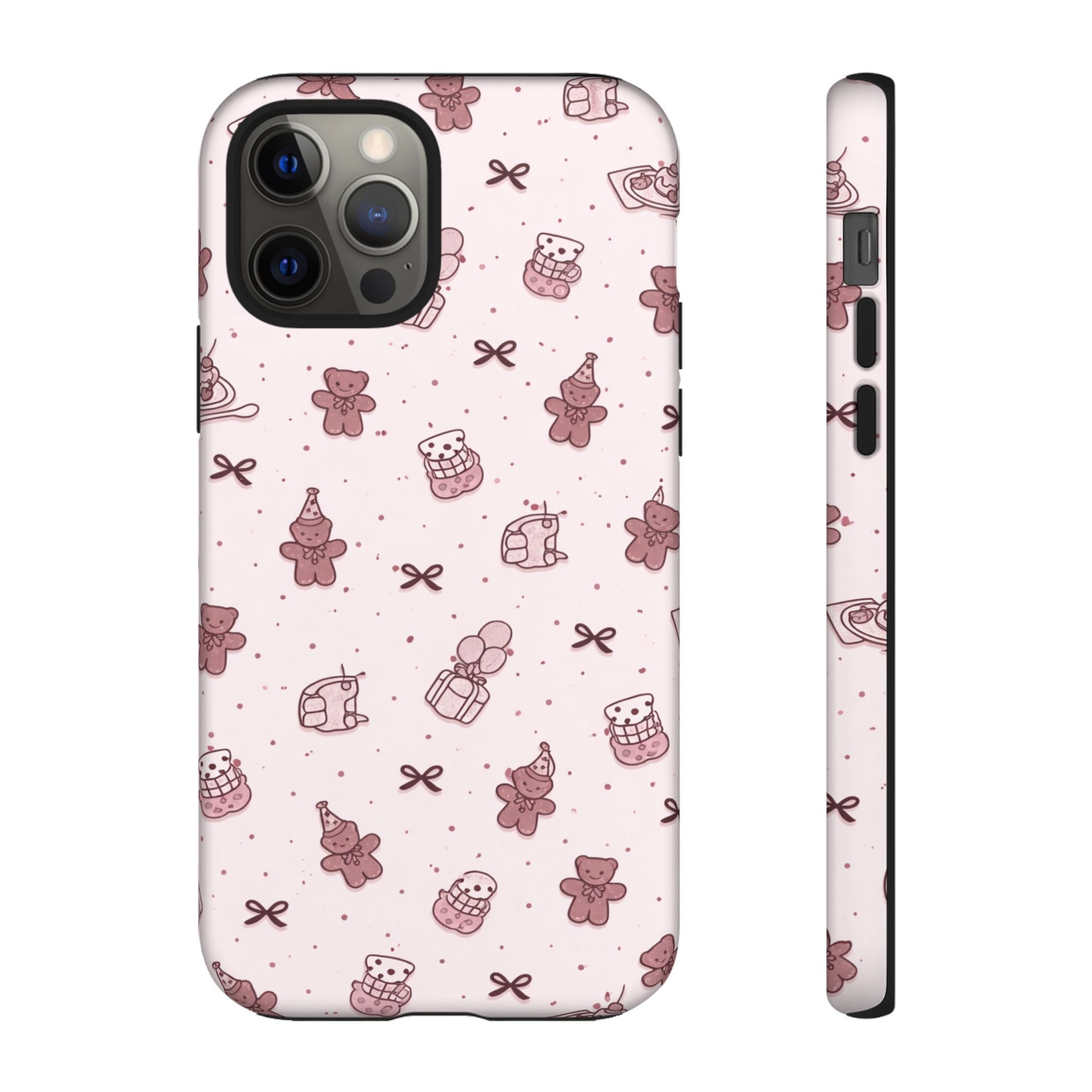 Cute Teddy Pattern Phone Case — Pink Kawaii Bear & Gift Protective Cover🧸💕