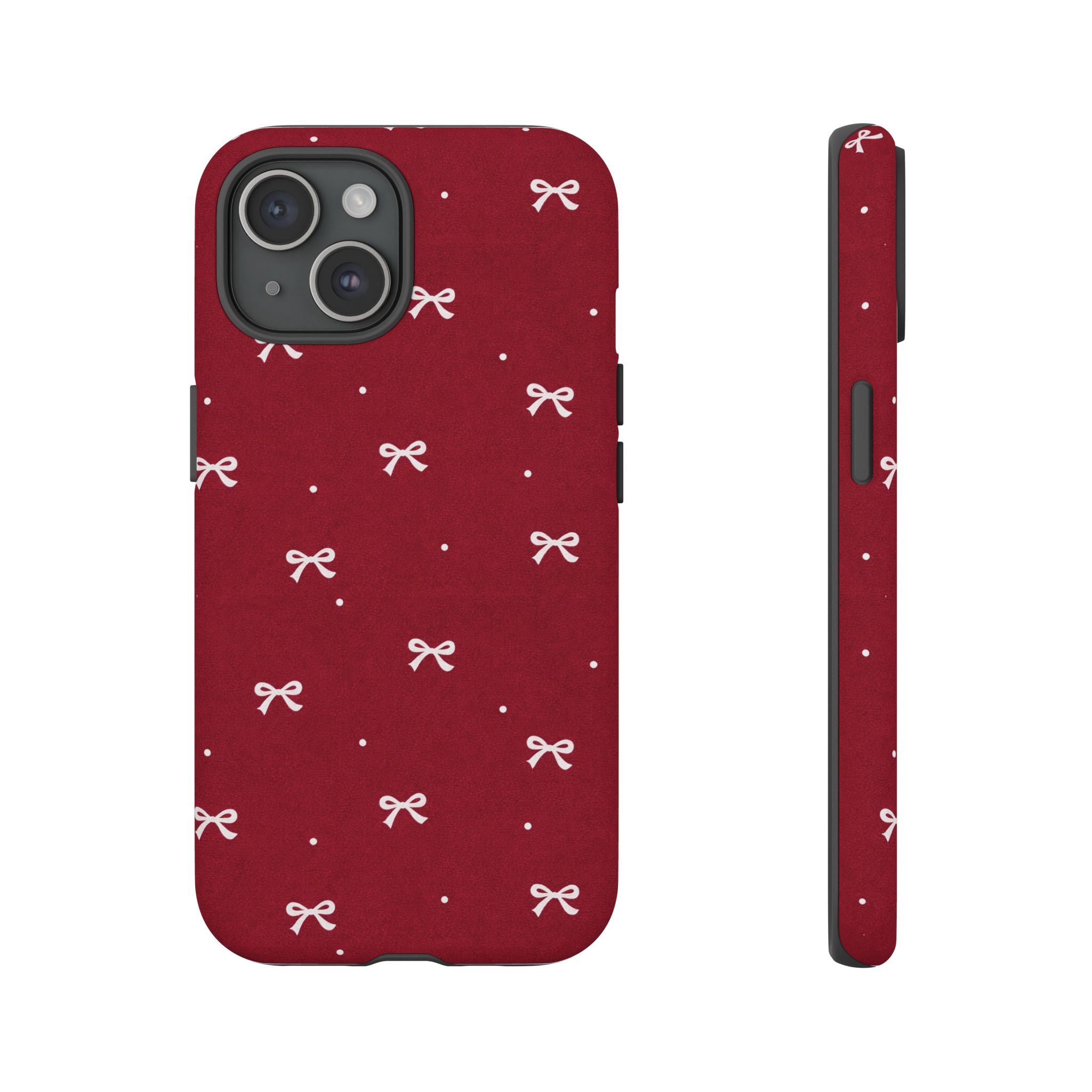 Red Bow Pattern Phone Case | Cute Minimal iPhone Case | Vintage Coquette Aesthetic Cover | Tough Protective Case