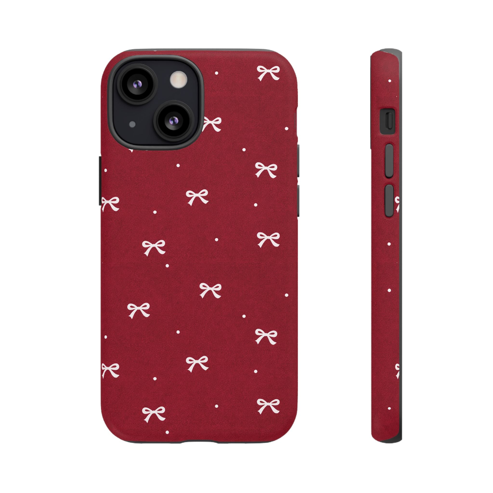 Red Bow Pattern Phone Case | Cute Minimal iPhone Case | Vintage Coquette Aesthetic Cover | Tough Protective Case