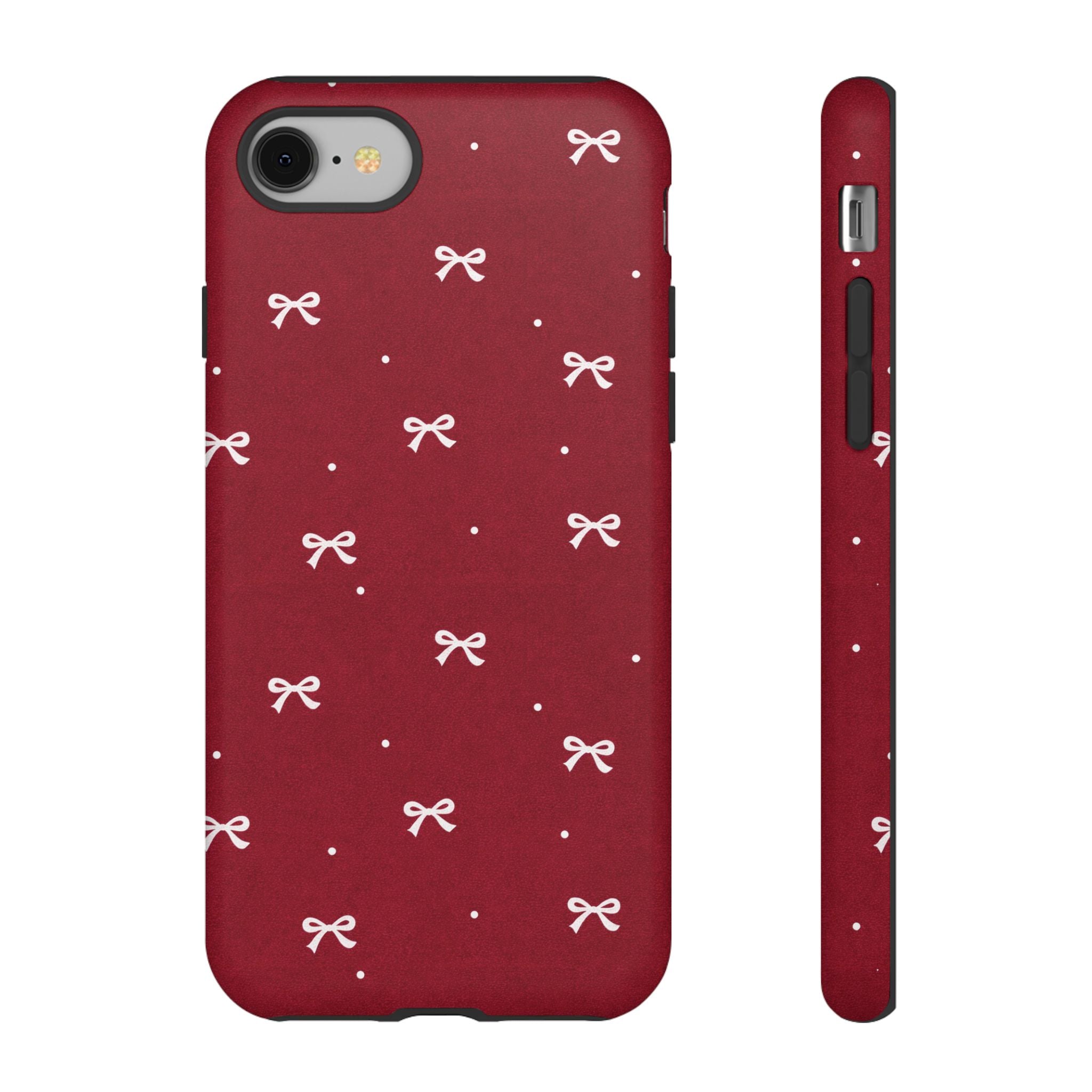 Red Bow Pattern Phone Case | Cute Minimal iPhone Case | Vintage Coquette Aesthetic Cover | Tough Protective Case