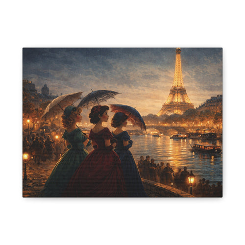 A Parisian Evening – Romantic Vintage Canvas Art by the Seine🏞️