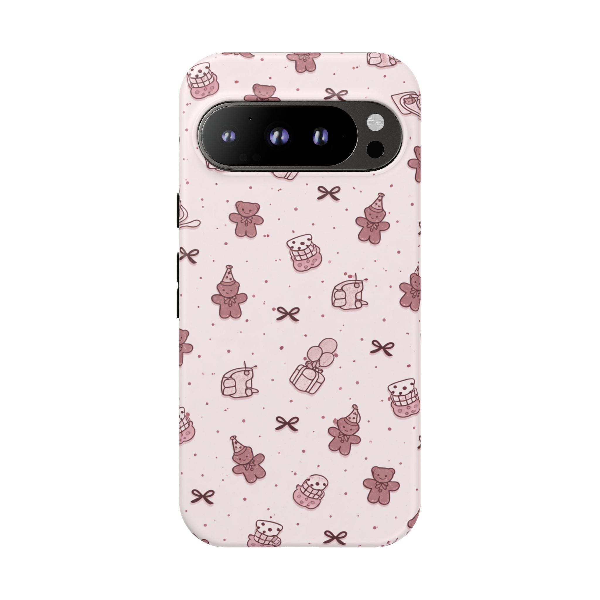 Cute Teddy Pattern Phone Case — Pink Kawaii Bear & Gift Protective Cover🧸💕