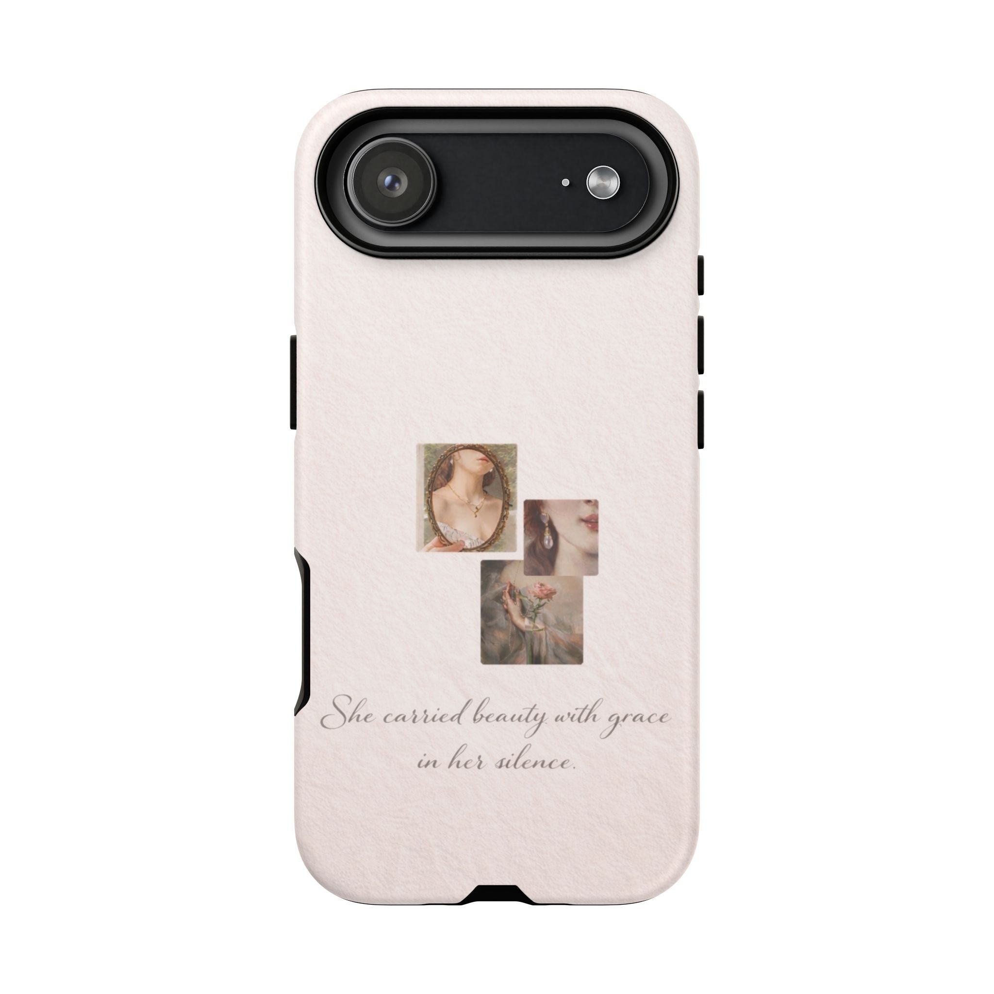 Phone Case — 'She Carried Beauty With Grace in Her Silence' Vintage Art Floral Design🩷