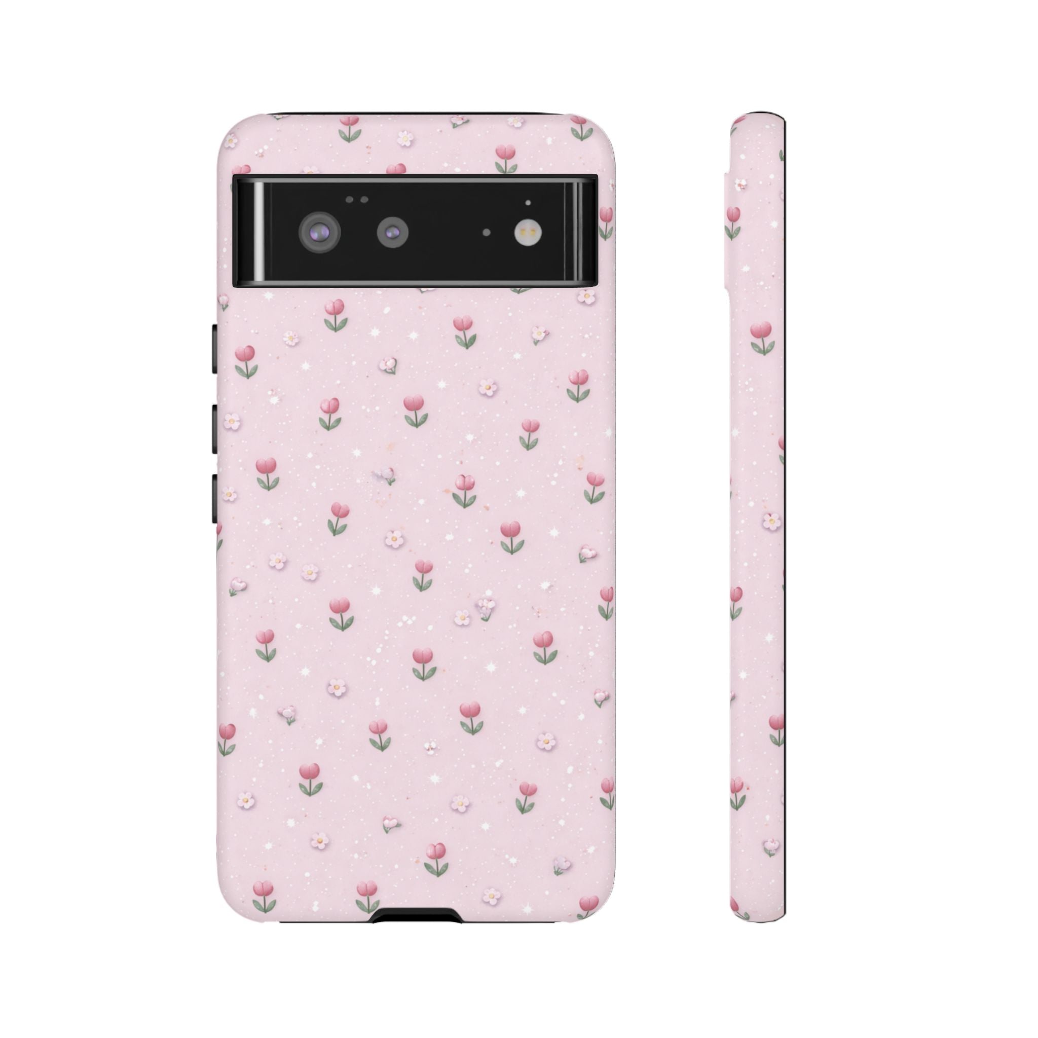 Pink Tiny Tulip Tough Phone Case - Floral Protective iPhone Cover🌷🩷
