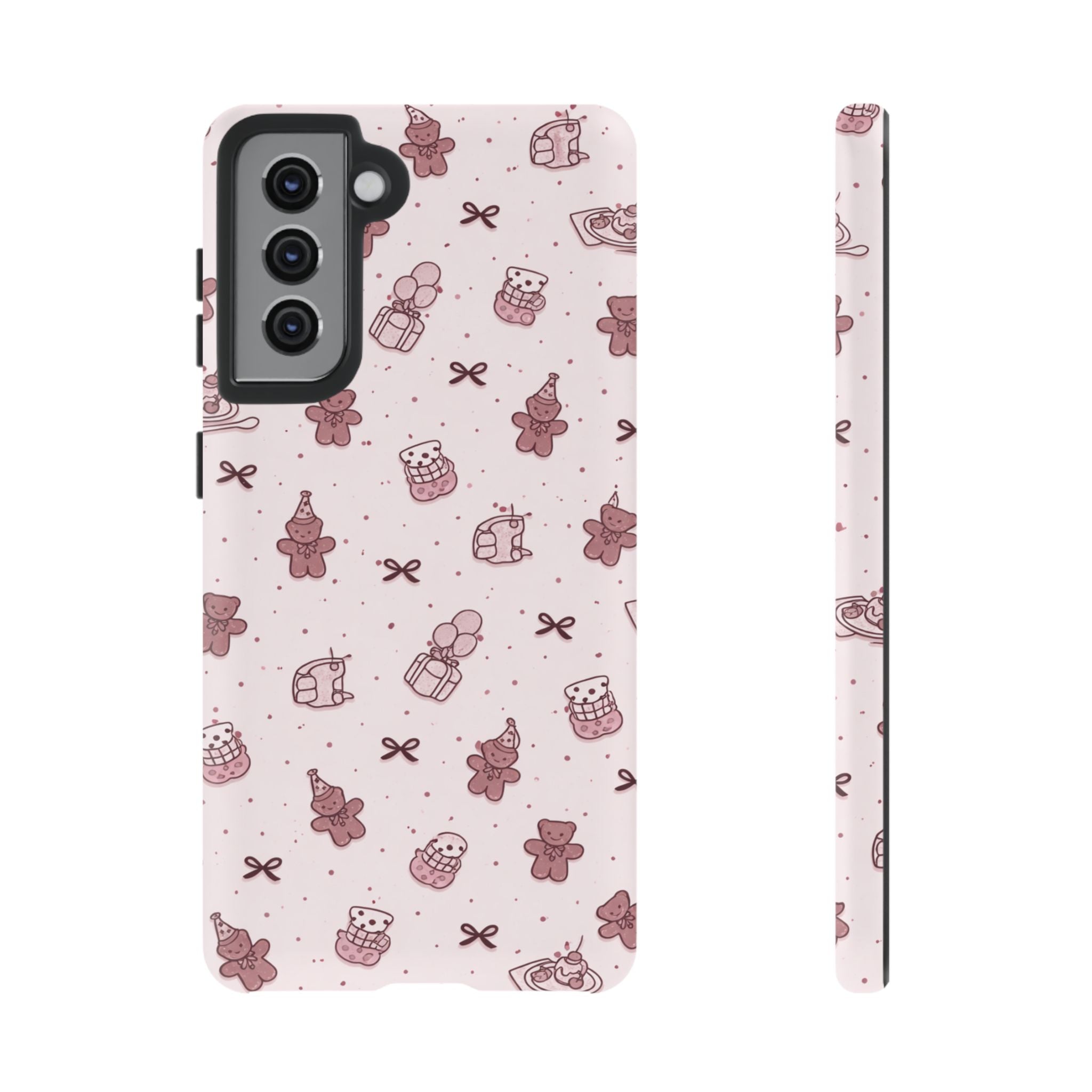 Cute Teddy Pattern Phone Case — Pink Kawaii Bear & Gift Protective Cover🧸💕
